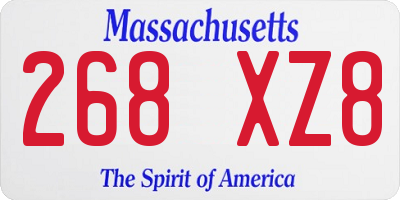 MA license plate 268XZ8