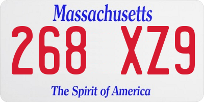 MA license plate 268XZ9