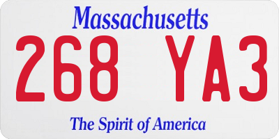 MA license plate 268YA3