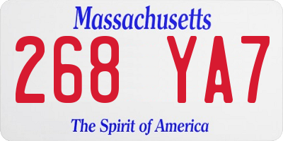 MA license plate 268YA7