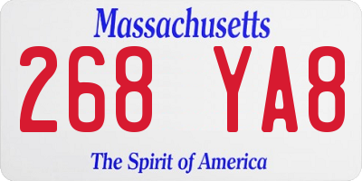 MA license plate 268YA8