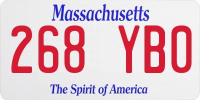 MA license plate 268YB0