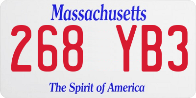 MA license plate 268YB3