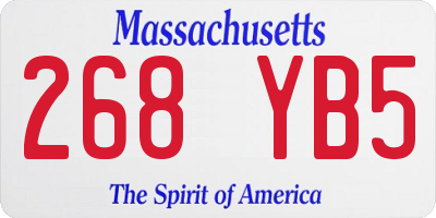 MA license plate 268YB5