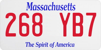 MA license plate 268YB7