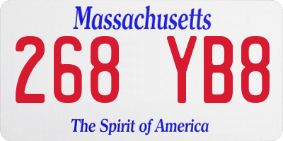 MA license plate 268YB8