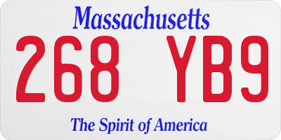 MA license plate 268YB9