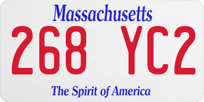 MA license plate 268YC2