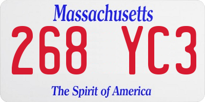 MA license plate 268YC3