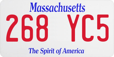 MA license plate 268YC5