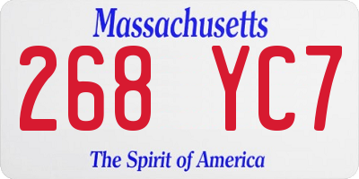 MA license plate 268YC7