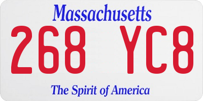 MA license plate 268YC8
