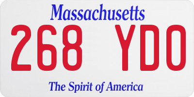MA license plate 268YD0