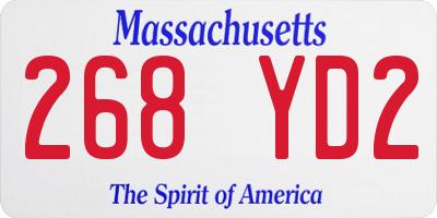MA license plate 268YD2