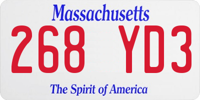 MA license plate 268YD3