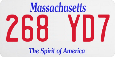 MA license plate 268YD7