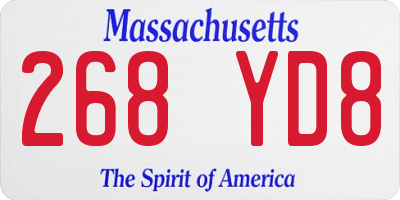 MA license plate 268YD8