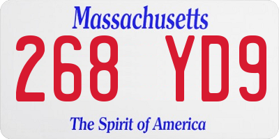 MA license plate 268YD9