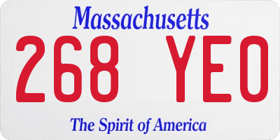 MA license plate 268YE0