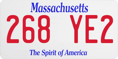 MA license plate 268YE2