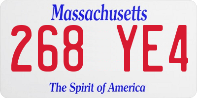 MA license plate 268YE4