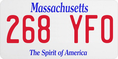 MA license plate 268YF0