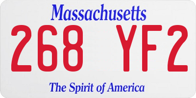 MA license plate 268YF2