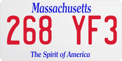MA license plate 268YF3