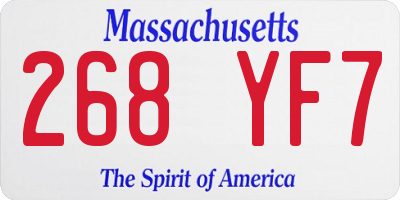 MA license plate 268YF7