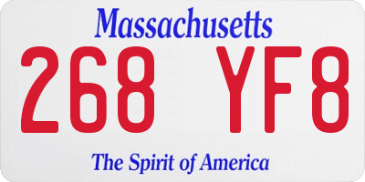 MA license plate 268YF8
