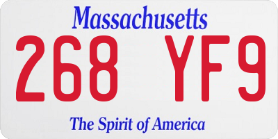 MA license plate 268YF9