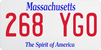 MA license plate 268YG0