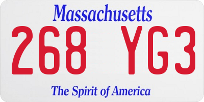 MA license plate 268YG3