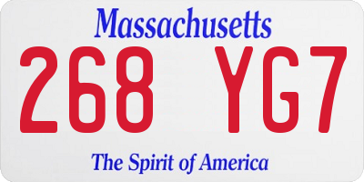 MA license plate 268YG7