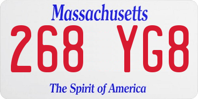 MA license plate 268YG8