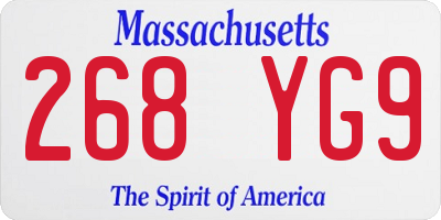 MA license plate 268YG9