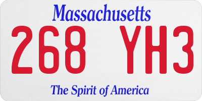 MA license plate 268YH3