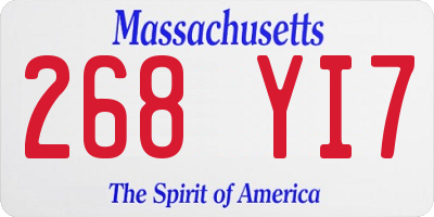 MA license plate 268YI7