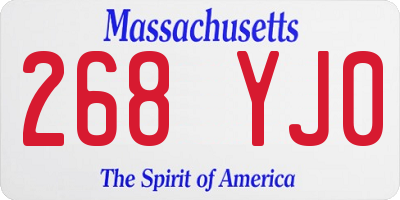 MA license plate 268YJ0