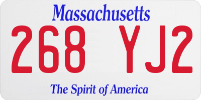 MA license plate 268YJ2