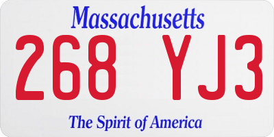 MA license plate 268YJ3