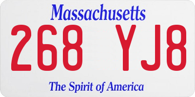 MA license plate 268YJ8