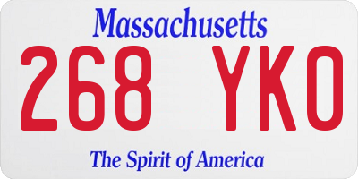 MA license plate 268YK0