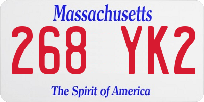 MA license plate 268YK2