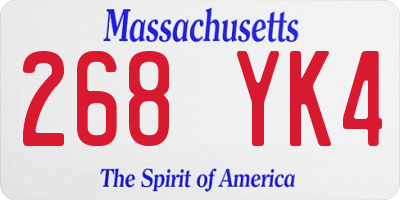 MA license plate 268YK4