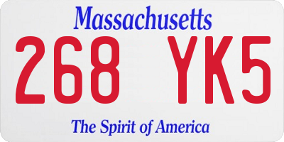 MA license plate 268YK5