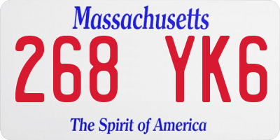 MA license plate 268YK6