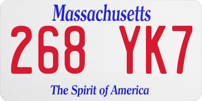MA license plate 268YK7