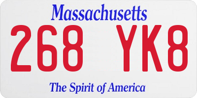 MA license plate 268YK8