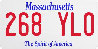 MA license plate 268YL0